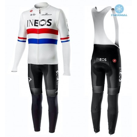 Tenue Maillot M/L + Collant à Bretelles 2019 TEAM INEOS Hiver Thermal Fleece N001